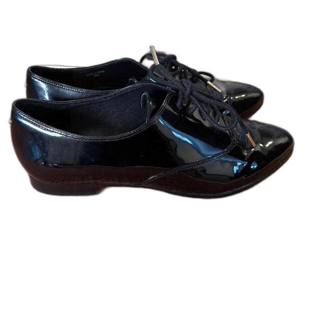Kate Spade New York Women's Shiny Black Leather Lace-Up Oxfords Size 6M Classic